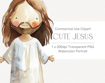 Simpatica clipart di Gesù, png di Pasqua cristiana, Gesù dell'acquerello, Illustrazione per bambini, Gesù Kawaii, biglietto di Pasqua, clipart cristiana, è risorto