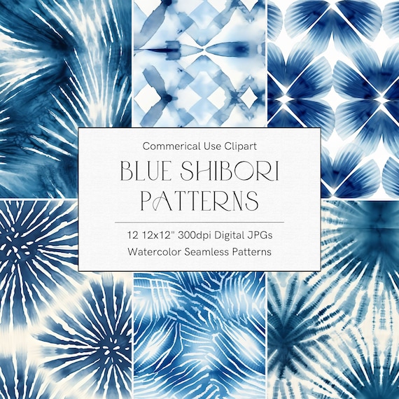 Blue Shibori Seamless Pattern Design, Tie Dye Textures, Japanese