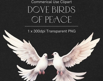 White dove birds clipart, Wedding dove birds, Vintage Valentine's Day, Doves of peace, Romantic birds, Flying doves, Watercolor dove 190