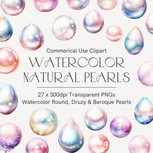 Clipart de pérolas em aquarela, pacote de clipart de pérolas, clipart de joias, pérolas de luxo, pérolas barrocas, pedras preciosas, PNG transparente, pérolas de arco-íris
