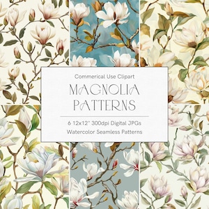 Modello Magnolia, Motivo floreale, Uso commerciale, Fiore di Magnolia, Carta per album, Carta digitale senza giunte Magnolia, Magnolia Clipart 321