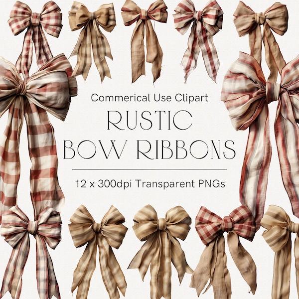 Plaid bow ties clipart, Tartan bows, Gift wrapping, Organic fabric hessian, Creative bows, Rustic ribbons, Fabric, Valentine's Day 204