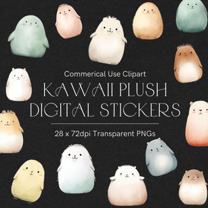 Squishy Clipart, Kawaii digitale Aufkleber, Squishy Spielzeug Clipart, Plüschtier, Süße Kuscheltier Clipart, Aufkleber für Planer 162