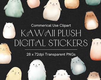 Squishy clipart, kawaii digitale stickers, squishy speelgoed clipart, knuffels, schattige knuffels pastel speelgoed clipart, stickers voor planners 162