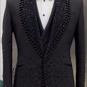 Hand Embroidery Suits for men Black Embroidery Suits Groom Wear Suits  Black Three piece suit Designer Suit Style Suits Wedding Party Wear