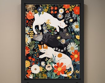 Flower Cats Poster Print