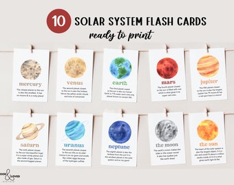 10 Solar System Flash Cards | Space Flash Cards | Homeschool Printables | Montessori Materials