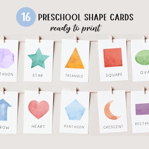 16 Shape Flash Cards | Toddler Flash Cards | Homeschool Printables | Montessori Materials