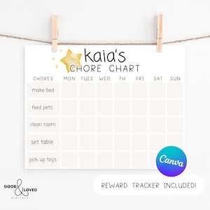 Editable Chore Chart | Kids Responsibility Chart | Kids Daily Routine Checklist