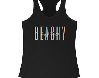 Beachy Racerback Tank Top - Summer Cotton Blend, Sporty Style