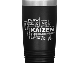 Tumbler Kaizen, Travel Mug, Motivational Tumblers Insulated, Positive Mindset Cup,  Coffee Travel, Business Gift