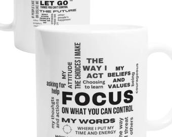 Focus Mindset Coffee Mug, Inspirational Gift