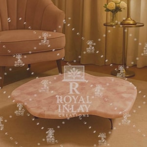 Rose Quartz Coffee Table Top – Natural Crystal Slab, Luxury Gemstone Decor, Unique Pink Quartz Stone Surface