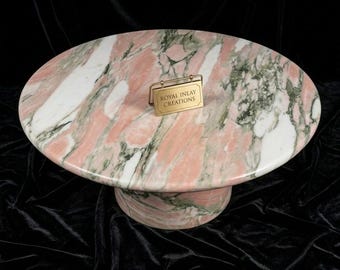 Rare Four Seasons Pink Marble Coffee Table | Modern Pedestal Statement Furniture