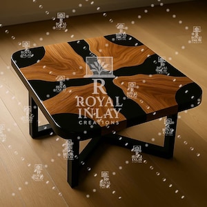 Live Edge Wood & Epoxy Resin Table Top: Handmade Furniture Centerpiece