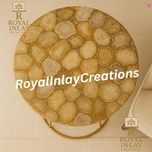 Elegant Yellow Agate Table top Rustic Natural Stone Accent Crystal Furniture Unique Hallway Decor Stone Table Top