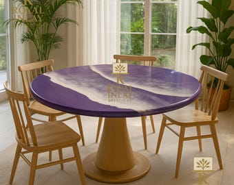 Handmade Purple Epoxy Resin Table Top: Modern Wood & Resin Art
