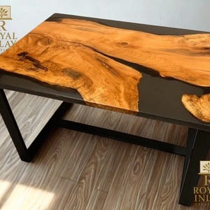 Black Epoxy Resin Table | Live Edge Wood Dining Table | Rustic Modern Epoxy Table , Modern Coffee or Dining Table, Custom Furniture Gift