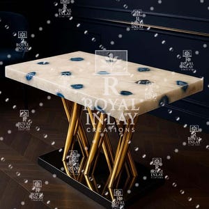 quartz Tabletop - Natural Stone End Table with Geode Detail, Contemporary Quartz Decor for Living Room, Stylish Modern Side Table Top