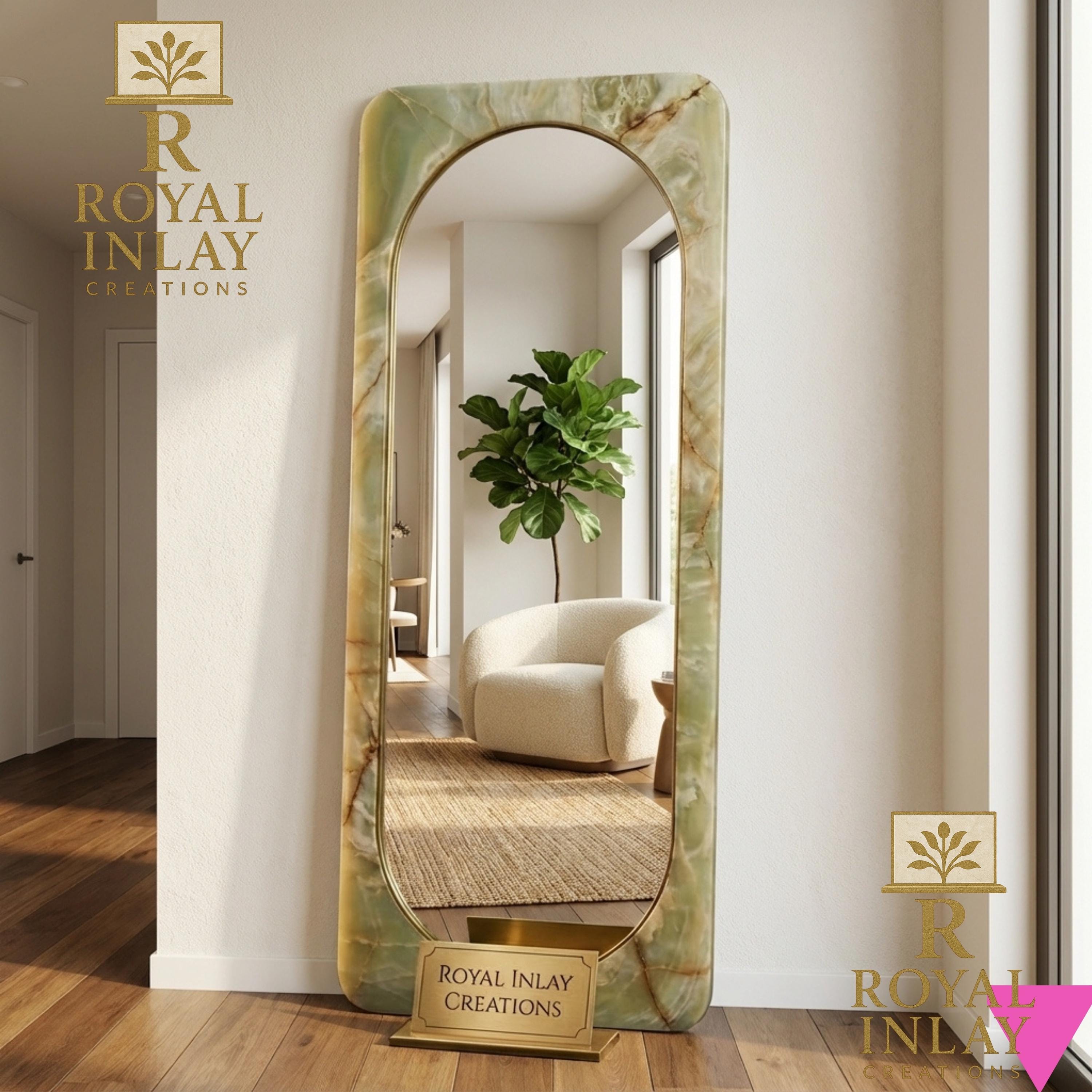 Green Onyx Arch Mirror | Modern Sculptural Stone Decor - Etsy