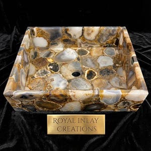 Natural Agate Vessel Sink: Luxury Gemstone Bathroom Basin