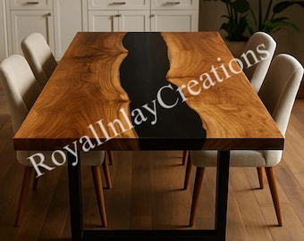 Handgefertigter Fluss Tisch aus Epoxidharz: Moderne Holzmöbel