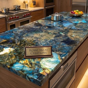 Blau Labradorit Arbeitsplatte: Schillernde Kücheninsel Platte, Sondermaße