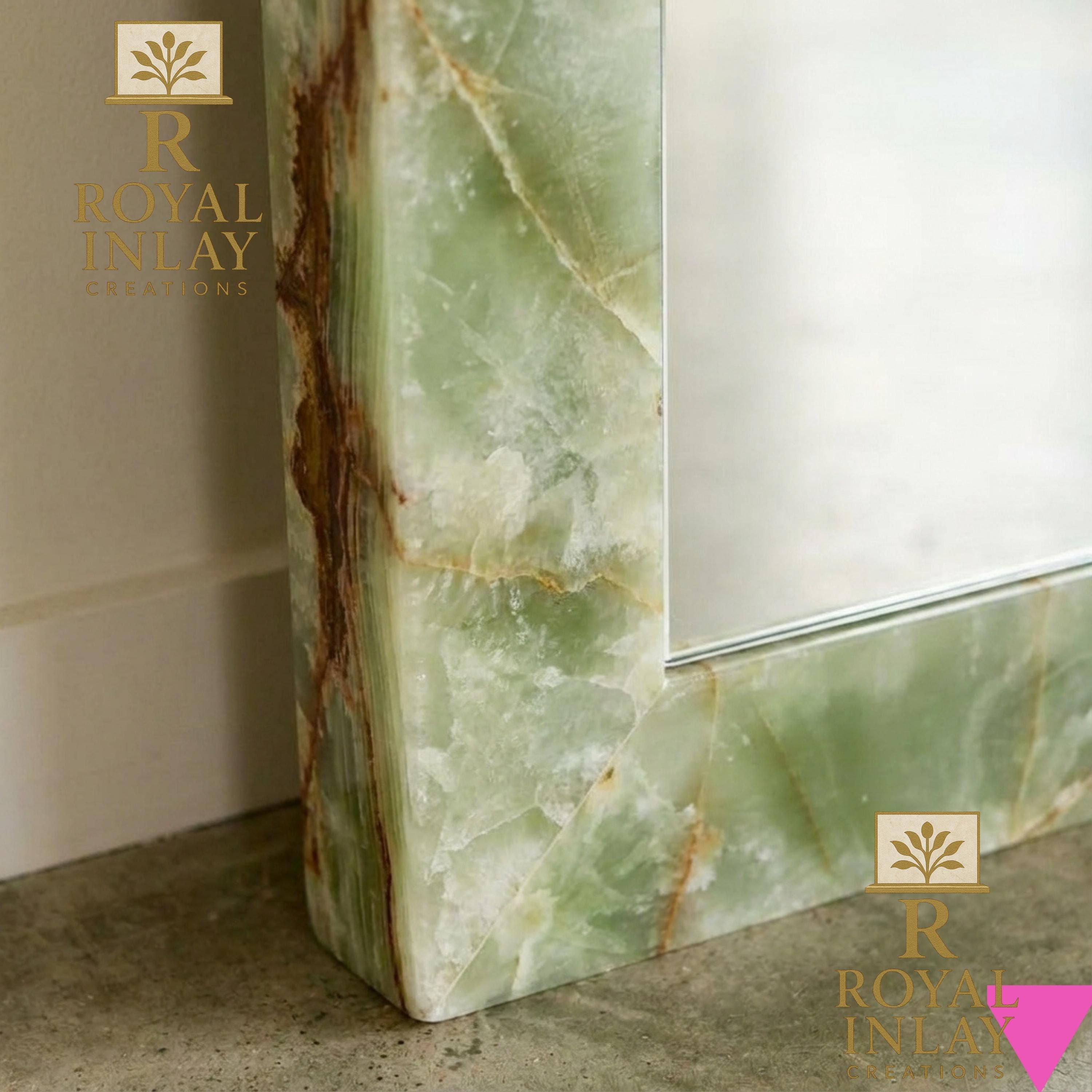 Green Onyx Arched Mirror - Full Length Natural Stone Floor Mirror 