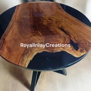 Epoxy Resin River Table Top: Live Edge Rustic Wood Dining Desk