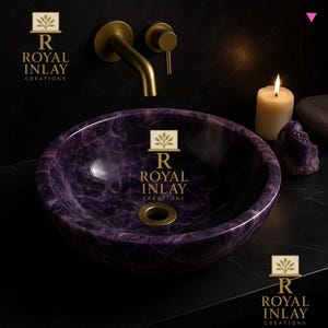 Elegant and Regal Amethyst Sink Purple Crystal Vessel Basin - Luxury Stone Bathroom Wash Basin, Unique Home Decor Sink
