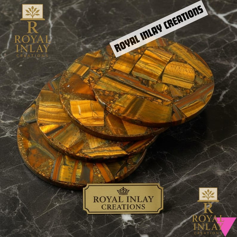 Royal Inlay Creations Tiger Eye Coaster - Thumbnail 2