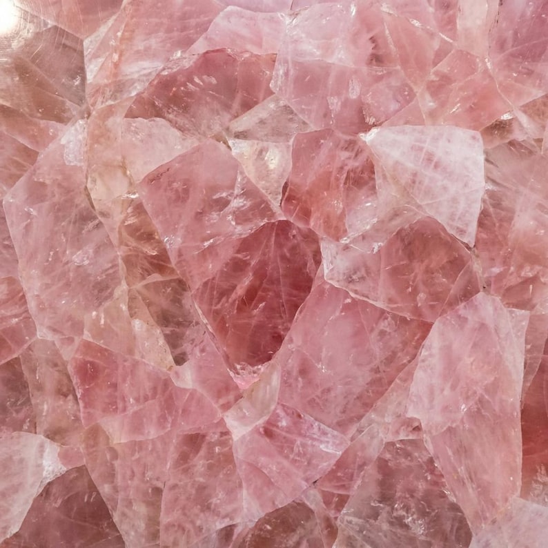 Encimera de cuarzo rosa de lujo: encimera pulida de piedra preciosa rosa para isla de cocina imagen 2