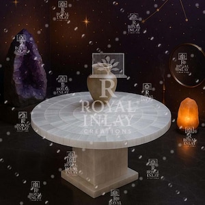 Selenite Table with Crystal Top - Luxury White Stone Coffee Table, Modern Natural Selenite Decor for Living Room