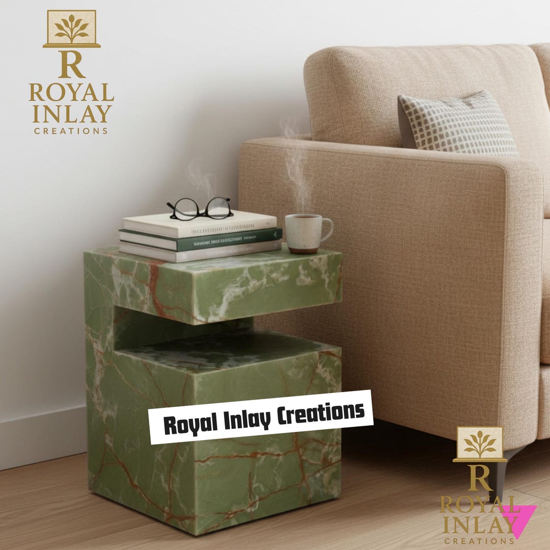 Serene Green Onyx Pedestal Side Table - Green Marble Accent Table ...