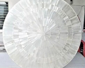 Selenite Dining Round Table Top - Natural Home Decor Accent - Selenite Crystal Tabletop - Selenite Stones Side Table Top