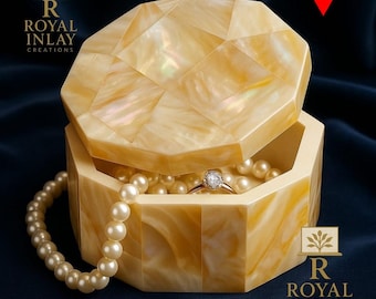 ジュエリーボックス　漆器　マザーオブパール 黄金のマザーオブパールの宝箱：八角形のジュエリーケース - Etsy 日本