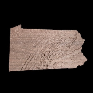 Topographische Karte von Pennsylvania - Hochdetaillierte Holzkarte für Ihr Zuhause!