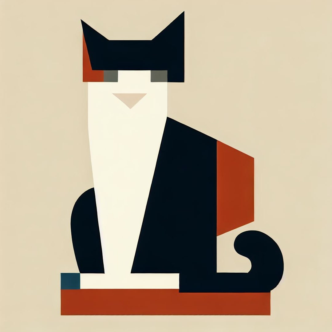 A Cat With Sitting Pose Cubism Art for Catching Eye Pictures Etsy