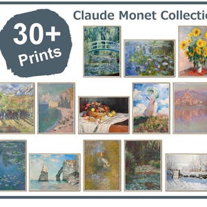 Claude Monet Water Lilies Painting | Impressionist Landscape Art, Sunflower & Water Lilies Decor, Home Wall Art | 1202