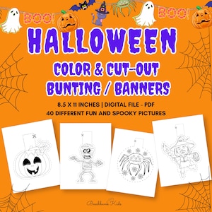 Halloween Color & Cut out Bunting Activity Printable