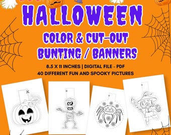 Halloween Color & Cut out Bunting Activity Printable