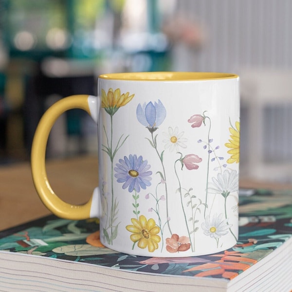 Hermosa taza floral, taza para los amantes de las flores, taza minimalista, taza para mujer, regalo para amigas, adorable regalo para mamá