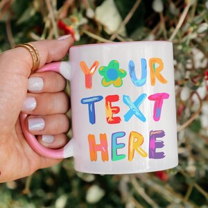 Tazas para personalizar con divertidas letras coloridas, taza personalizable con texto o diseño, regalos para amigos, regalo familiar