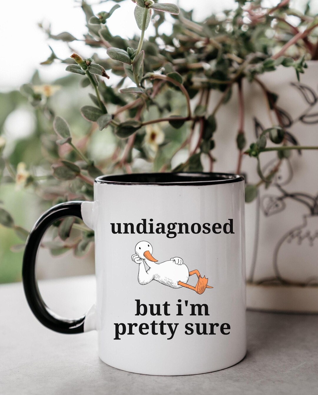 Undiagnosed but I'm Pretty Sure, Funny Mug With Goose, Mental Health ...