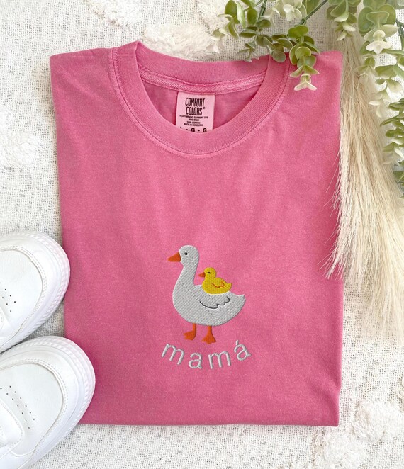 Embroidered Mamá Goose T-shirts, Embroidered Goose Shirts, Comfort