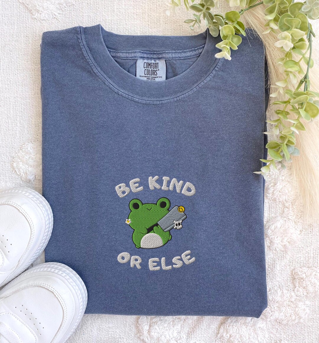 Be Kind or Else, Embroidered Frog With Knife Shirts, Gifts for Frog ...