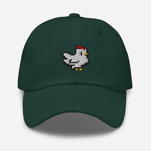 Pixel Chicken Embroidered Caps, Gaming-Themed Caps, Gifts For Friends, Gifts For Chicken Lovers, Baseball Caps