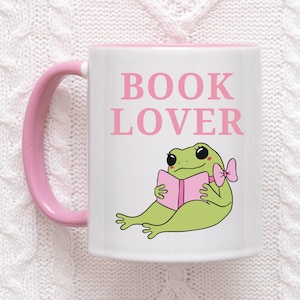 Regalos para amantes de los libros, tazas con rana leyendo, tazas para chicas, regalos para amigas, regalos divertidos, tazas femenina