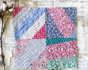 Vintage quiltstuk voor voerzak voor naaien, quilten, junkjournals, textielkunst