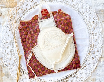 Vintage Belgian embroidered set of linen glass coasters